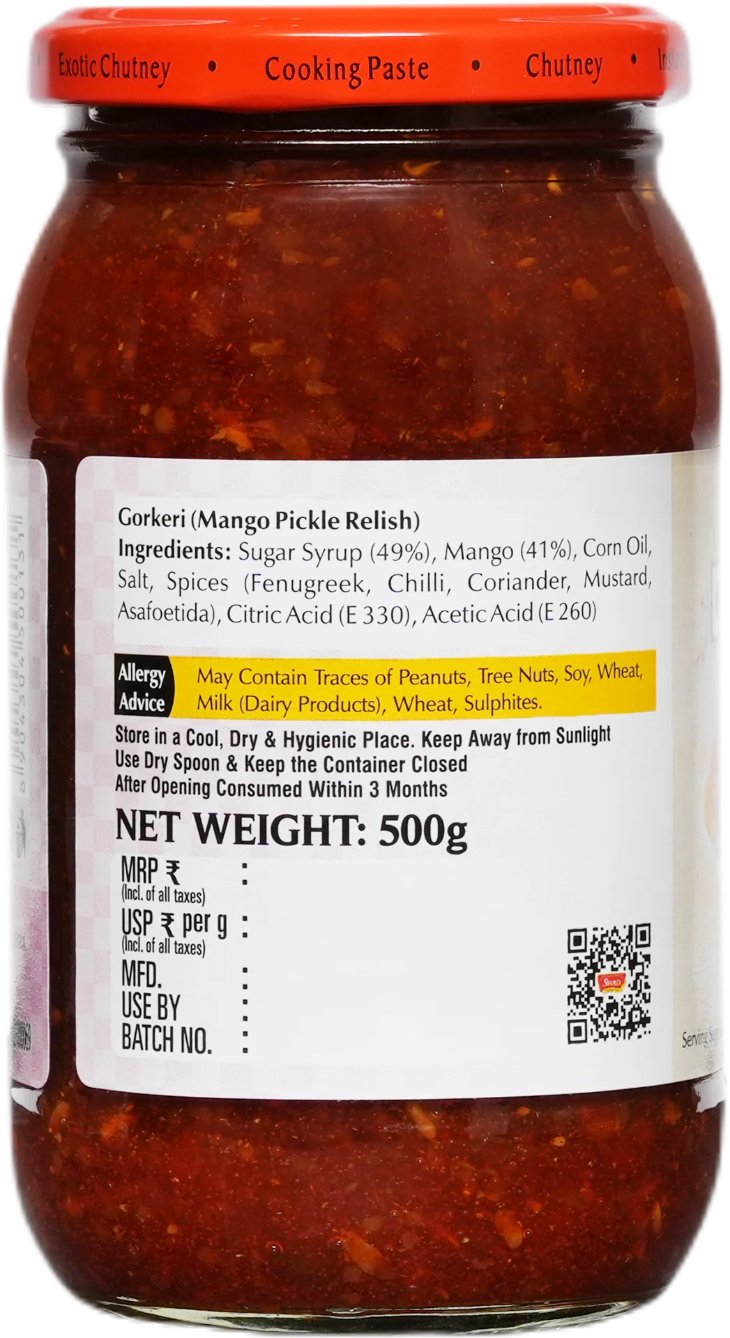 SWAD Combo Pack of Green Chilli Pickle|Mango Pickle|Mixed Pickle 400g|Gorkeri 500g - Image 3