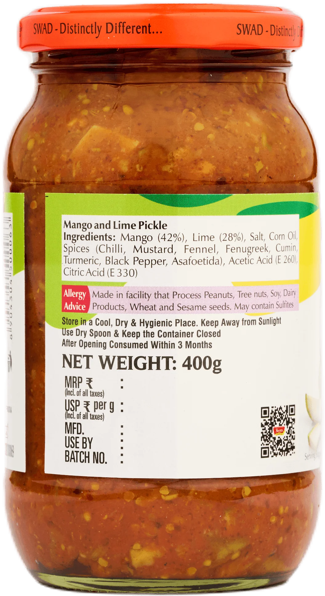 SWAD Combo Pack of Green Chilli Pickle|Mango Pickle|Mixed Pickle 400g|Gorkeri 500g - Image 6