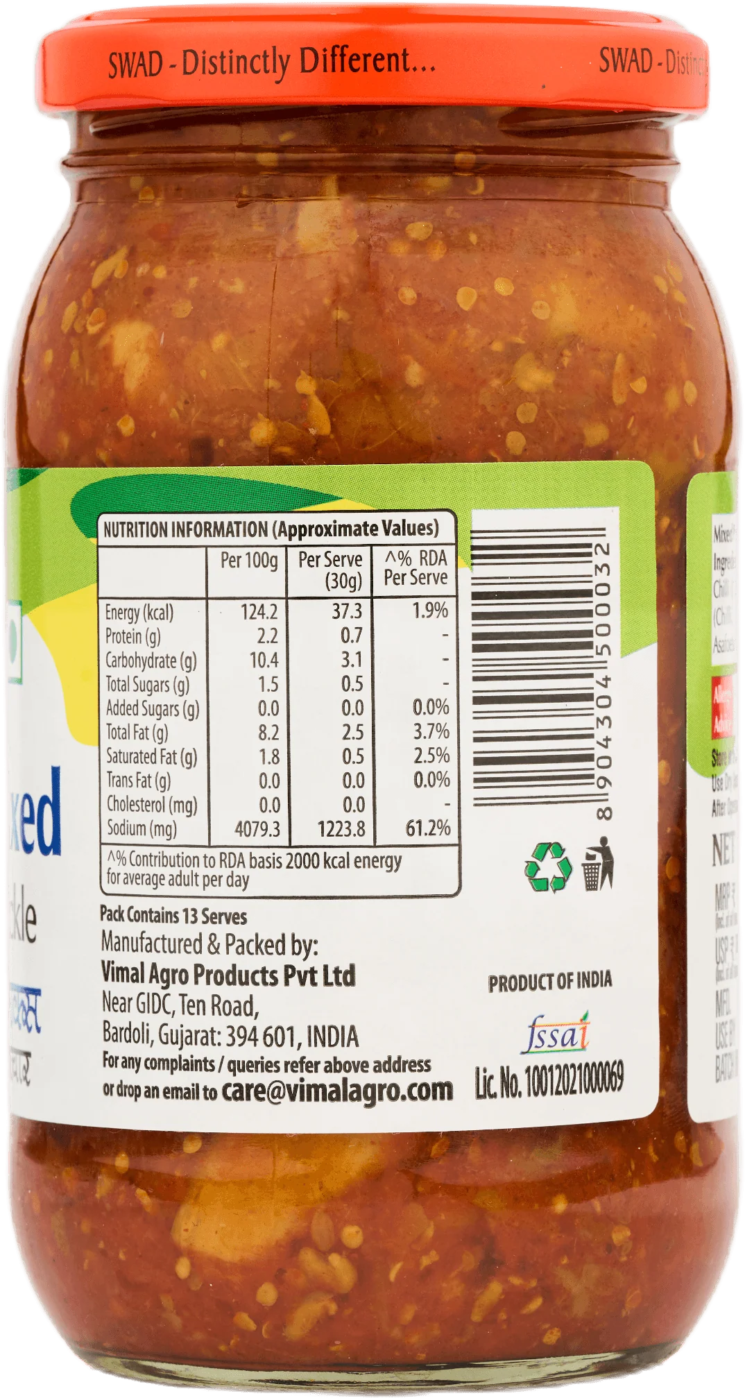 SWAD Combo Pack of Green Chilli Pickle|Mango Pickle|Mixed Pickle 400g|Gorkeri 500g - Image 8