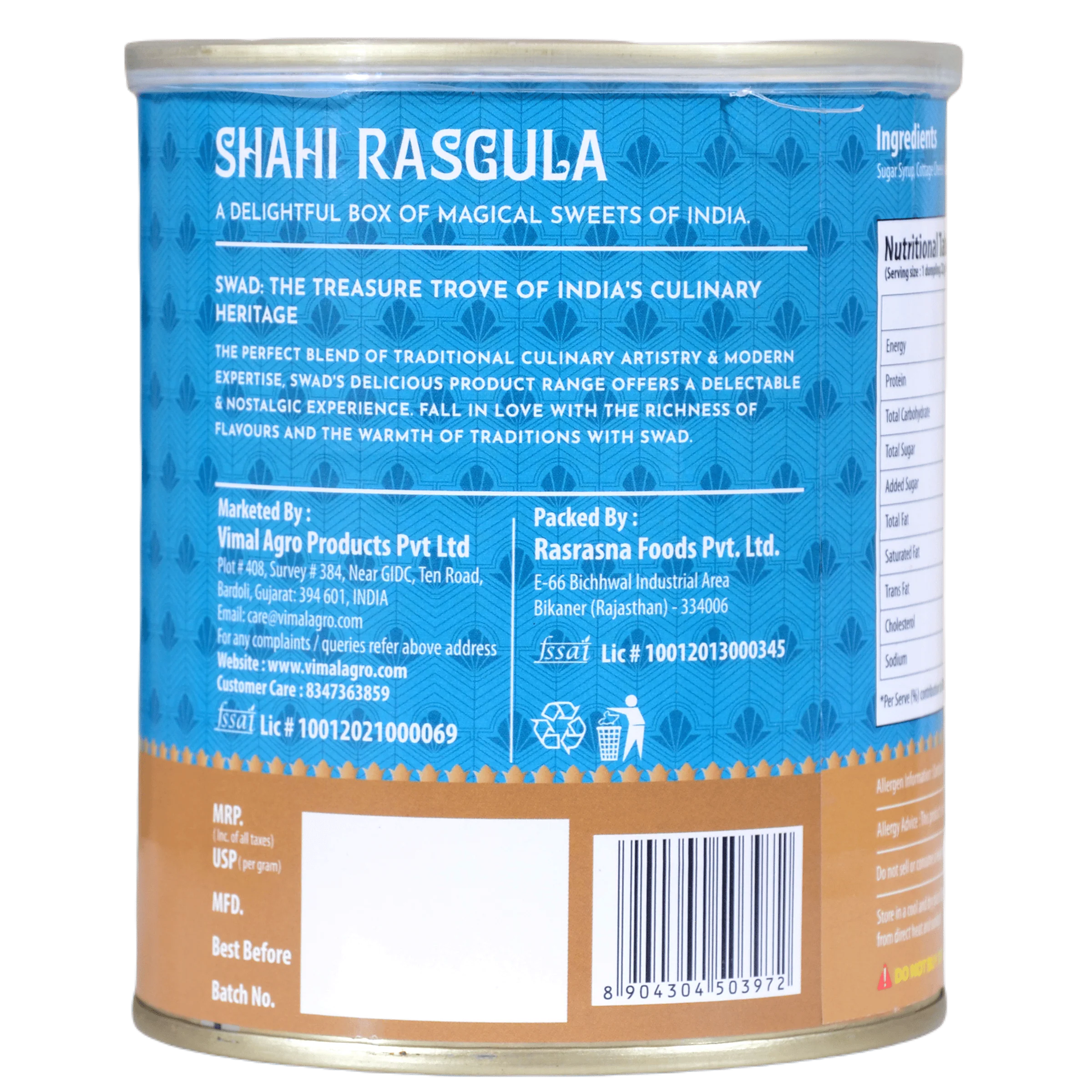 SWAD Combo Pack of Shahi Rasgulla & Gulab Jamun 1kg each - Image 5